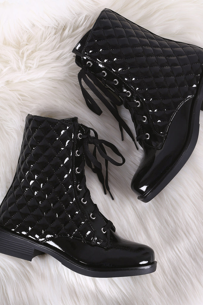 Bamboo Quilted Lace-Up Combat Boot