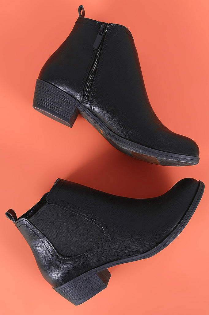 Bamboo Plain Elastic Gore Ankle Boots